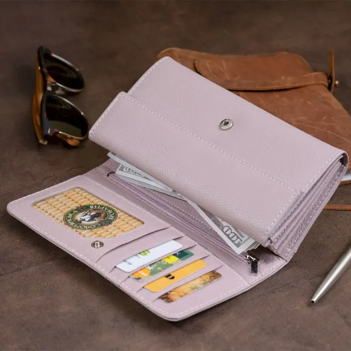 Гаманець шкіряний у дві додавання жіночий ST Leather 19289 Ліловий
