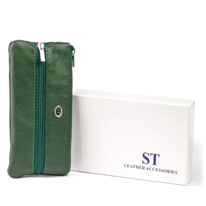 Ключниця-гаманець з кишенькою унісекс ST Leather 19348 Зелена