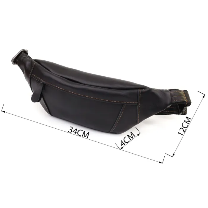 Чоловіча сумка-бананка з натуральної гладкої шкіри Shvigel 23125 Чорний