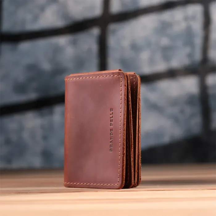 Стильна обкладинка на автодокументи у вінтажній шкірі GRANDE PELLE 22874 Світло-коричнева