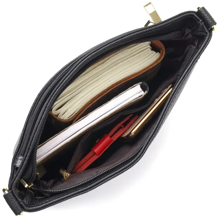 Красива жіноча сумка на плече Vintage 15002 шкіряна Чорний