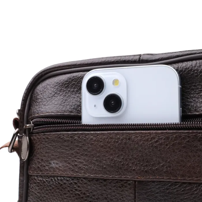 Горизонтальна зручна сумка з ручкою для чоловіків з натуральної шкіри Vintage 22940 Коричневий