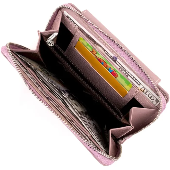 Гаманець зі шкіри на клямці ST Leather 19345 Ліловий