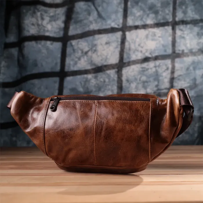 Бананка для чоловіків у вінтажному стилі з натуральної шкіри Vintage 15106 Коричневий