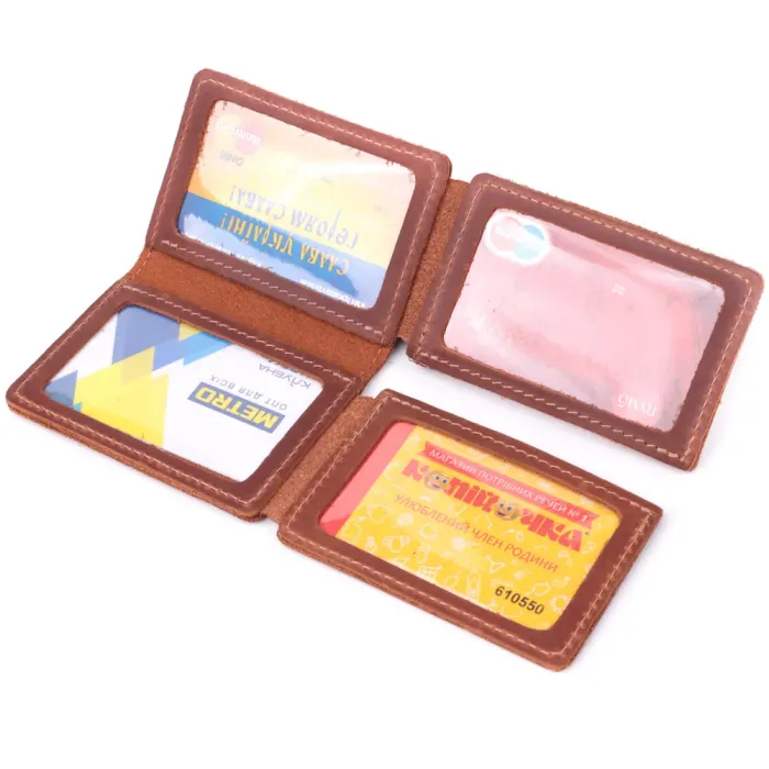 Стильна обкладинка на автодокументи у вінтажній шкірі GRANDE PELLE 22874 Світло-коричнева