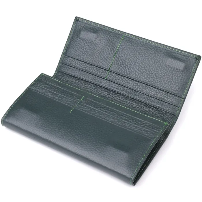 Зручний вертикальний гаманець із натуральної шкіри ST Leather 23086 Зелений