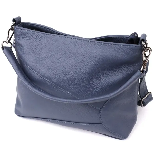 Практична жіноча сумка на два відділення з натуральної шкіри Vintage 23016 Синій