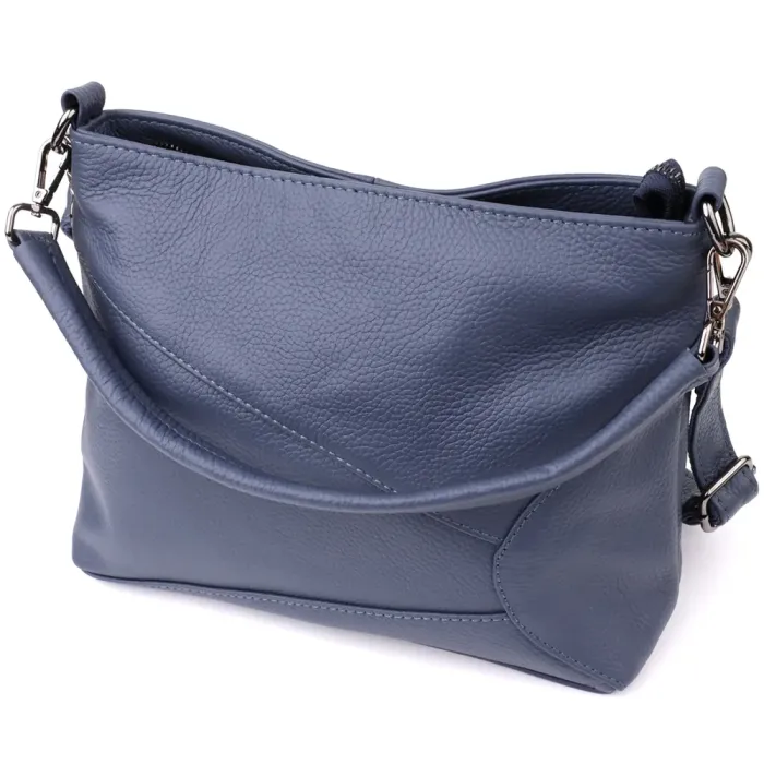 Практична жіноча сумка на два відділення з натуральної шкіри Vintage 23016 Синій