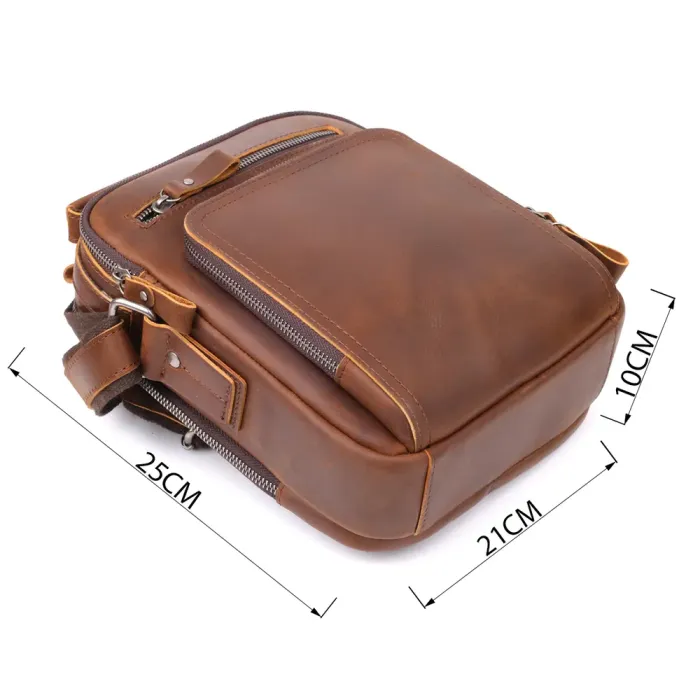 Чоловіча ділова сумка з ручкою для перенесення в руці з натуральної шкіри Vintage 23033 Коричневий