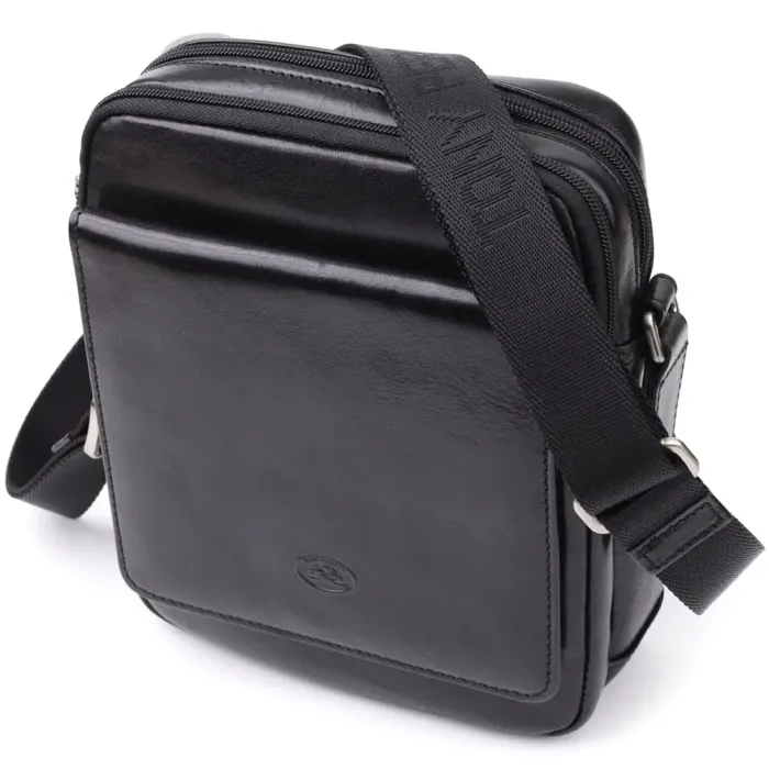 Відмінна чоловіча сумка з кишенями з гладкої натуральної шкіри Tony Perotti 20857_1 (9148-17 nero) Чорний