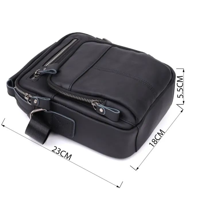 Ділова чоловіча сумка з натуральної шкіри Vintage 23036 Чорний