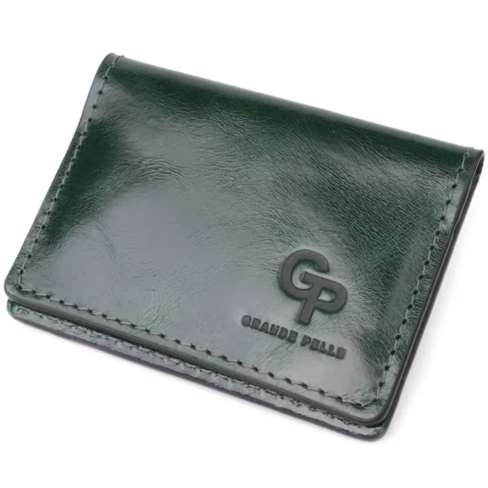 Чудова обкладинка на документи з натуральної гладкої шкіри GRANDE PELLE 22942 Зелений