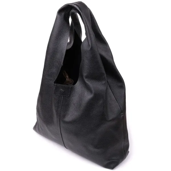 Жіночий шоппер 2 в 1 із натуральної шкіри GRANDE PELLE 22881 Чорний