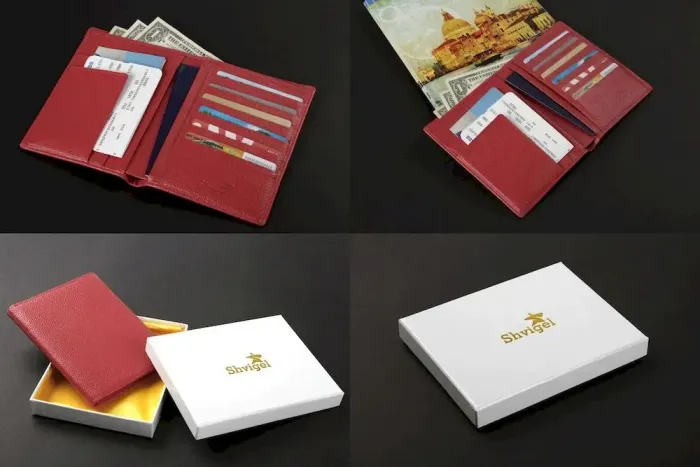 Гаманець SHVIGEL 13831 шкіряний з відділеннями для паспортів Червоний