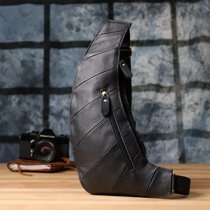 Сумка цікавої форми через плече з натуральної шкіри Vintage 22958 Чорний