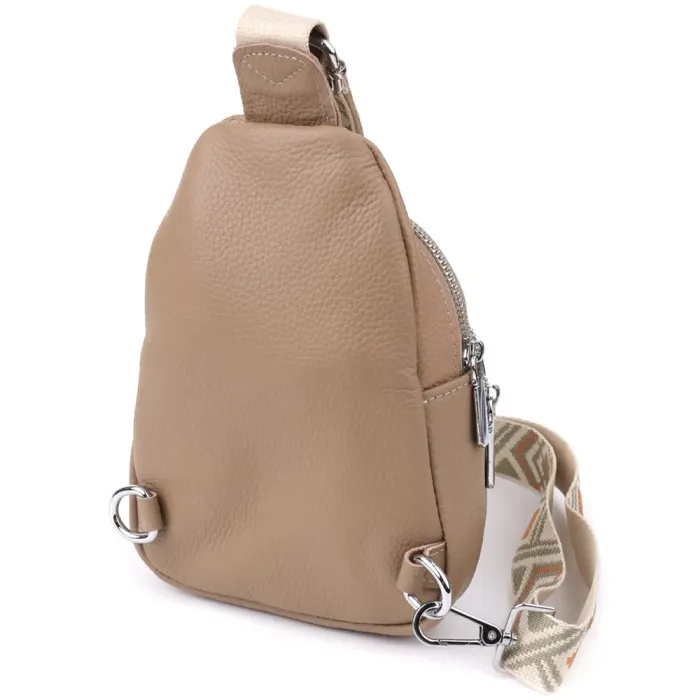 Слінг сумка з натуральної шкіри для жінок Vintage 22939 Бежевий