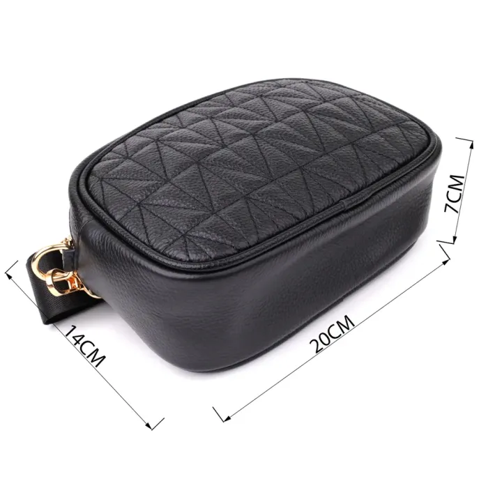 Компактна стьобана сумка для жінок з натуральної шкіри Vintage 22894 Чорний