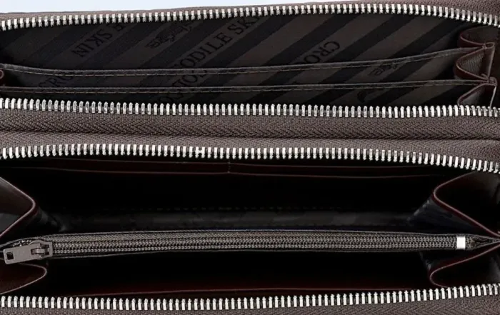 Гаманець-клатч CROCODILE LEATHER 18260 із натуральної шкіри крокодила Коричневий