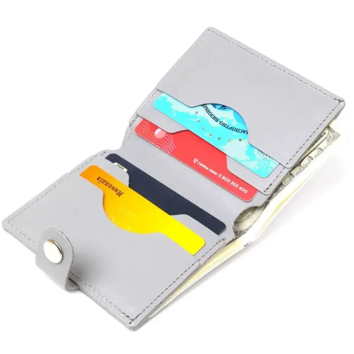 Практичний портмоне з натуральної шкіри Shvigel 16514 Сірий