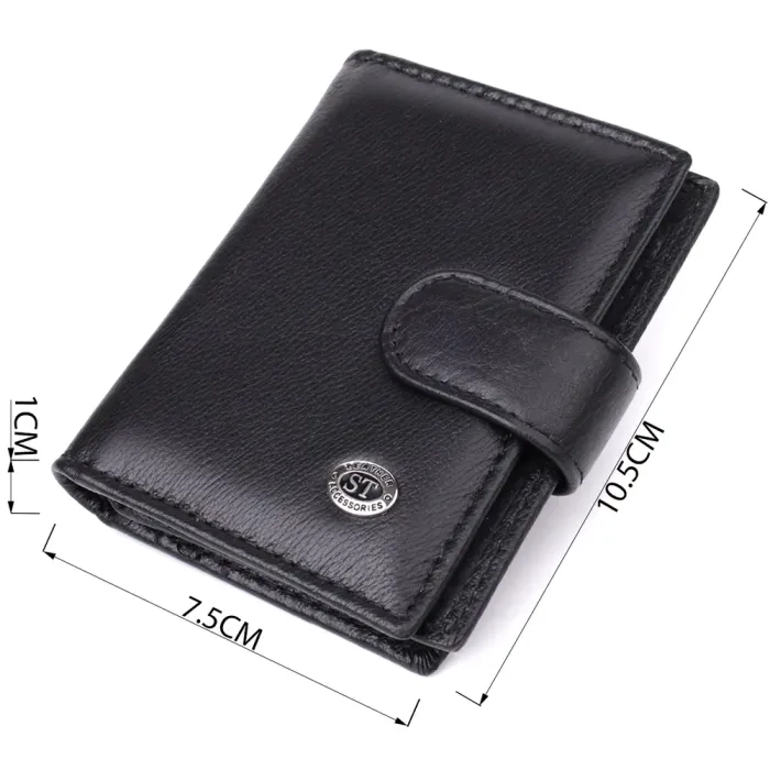 Компактний чоловічий гаманець вертикального формату з натуральної шкіри ST Leather 23095 Чорний