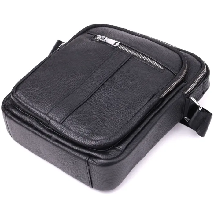 Чоловіча вертикальна сумка з натуральної шкіри Vintage 15112 Чорний