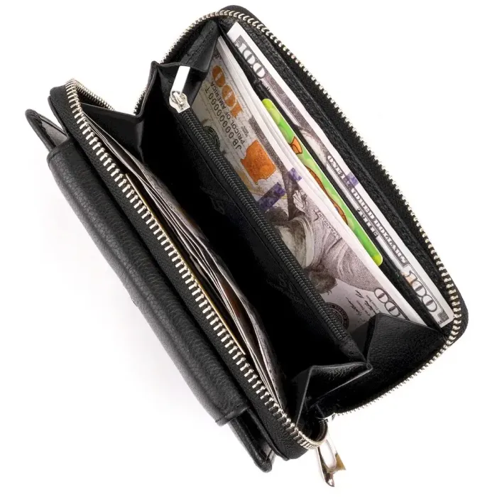 Гаманець зі шкіри на клямці ST Leather 19339 Чорний