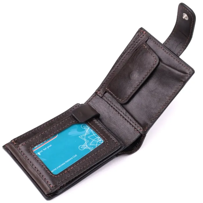 Практичне портмоне з люксової зернистої шкіри флотар GRANDE PELLE 22876 Коричневий