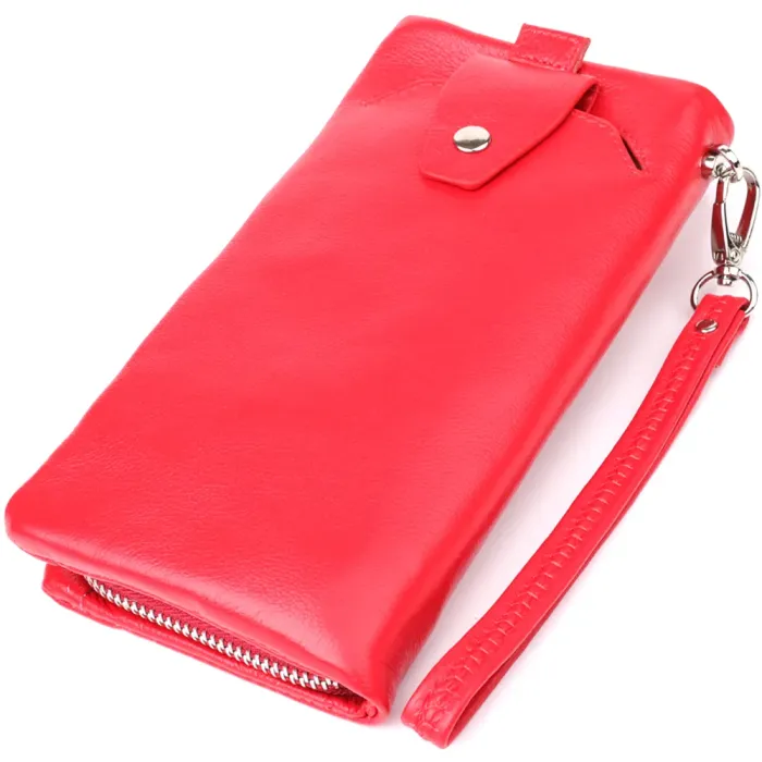 Практичний жіночий гаманець-клатч із відділенням під телефон із натуральної шкіри ST Leather 23100 Червоний