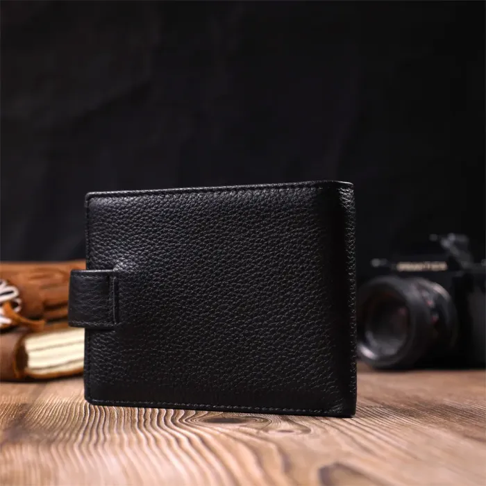 Горизонтальний чоловічий гаманець з натуральної шкіри Vintage 15019 Чорний