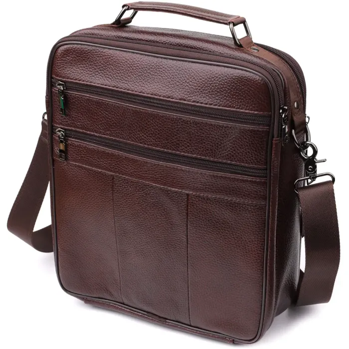 Сумка чоловіча з ручкою для перенесення в руці з натуральної шкіри Vintage 23030 Коричневий