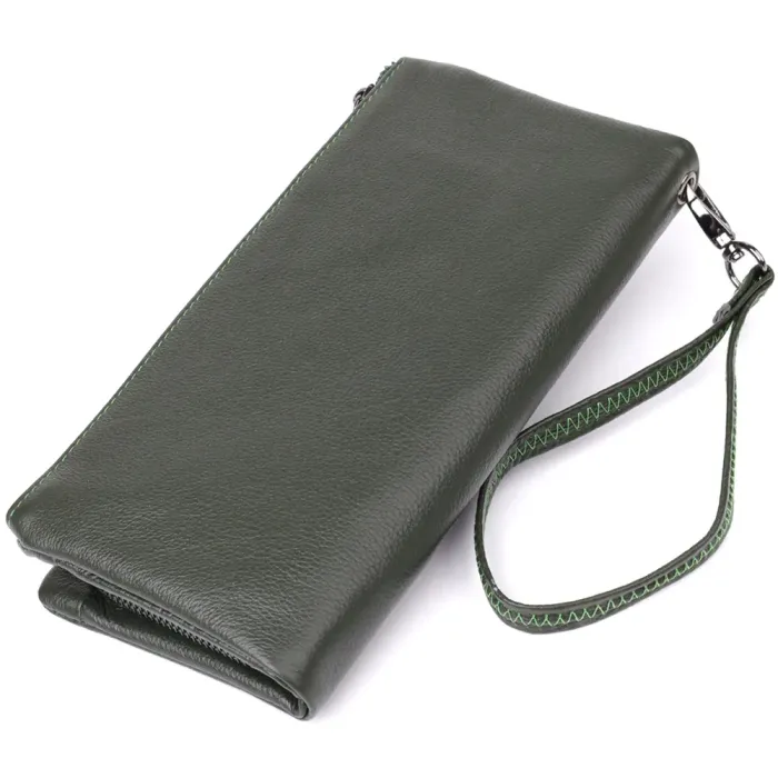 Зручний гаманець для жінок з ременем з натуральної шкіри ST Leather 23104 Зелений