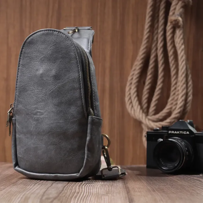 Модна сумка через плече в модному кольорі з екошкіри Vintage 22792 Сірий