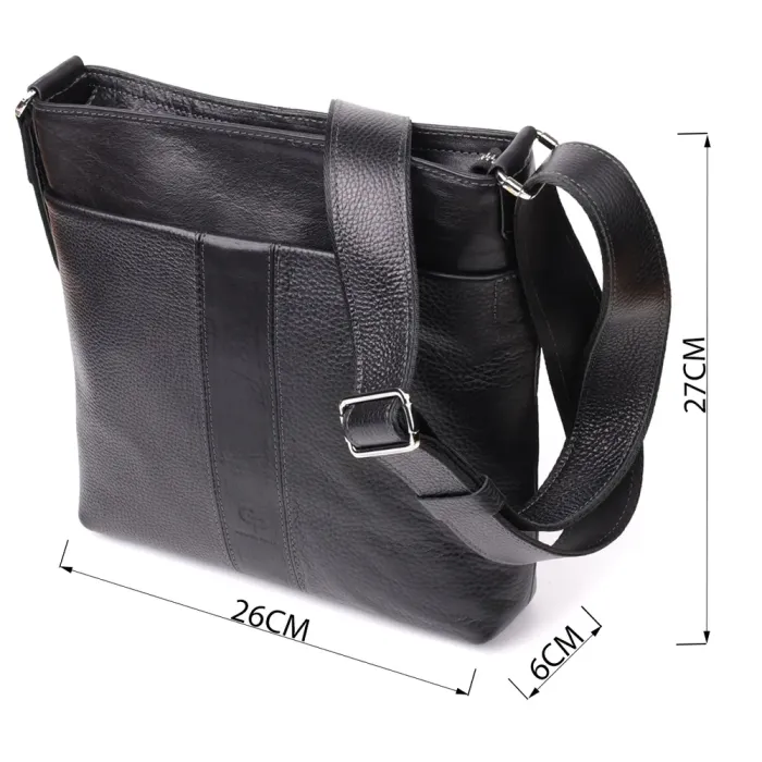 Красива сумка через плече для чоловіків із натуральної шкіри GRANDE PELLE 22883 Чорна