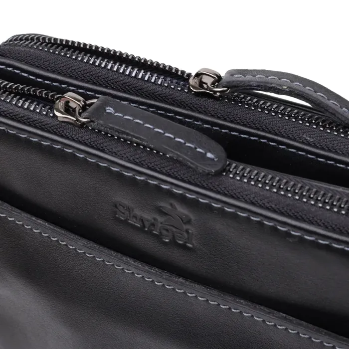 Красива чоловіча сумка через плече з гладкої натуральної шкіри Shvigel 20871_1 Чорний