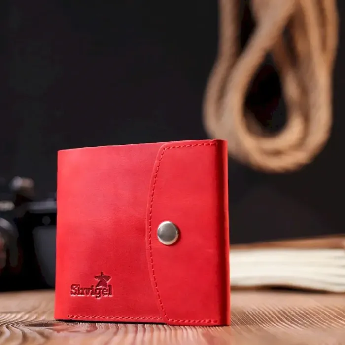 Жіноче vintage шкіряне портмоне Shvigel 16614 Червоний