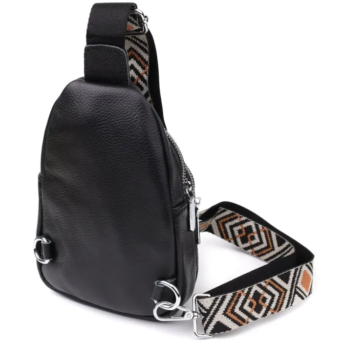 Жіноча сумка слінг із натуральної шкіри Vintage 22935 Чорний