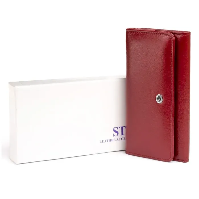 Гаманець шкіряний у дві додавання жіночий ST Leather 19288 Бордовий