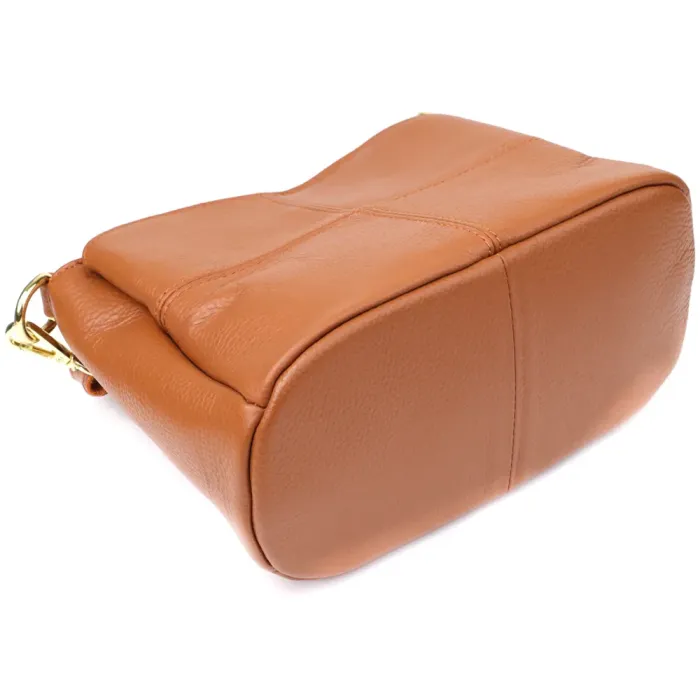 Стильна жіноча сумка на три відділення з натуральної шкіри Vintage 22975 Рудий