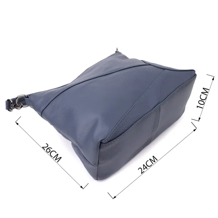 Практична жіноча сумка на два відділення з натуральної шкіри Vintage 23016 Синій