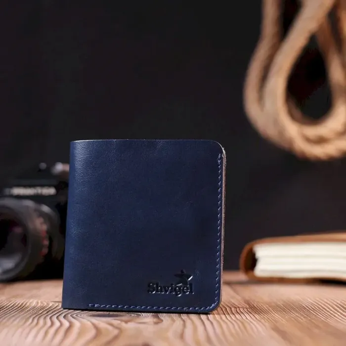 Удобное портмоне из натуральной кожи Shvigel 16611 Синий