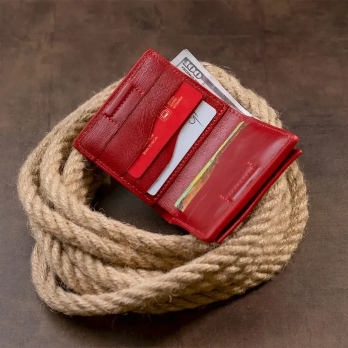 Вертикальне глянсове портмоне з накладною монетницею GRANDE PELLE 11331 Червоне