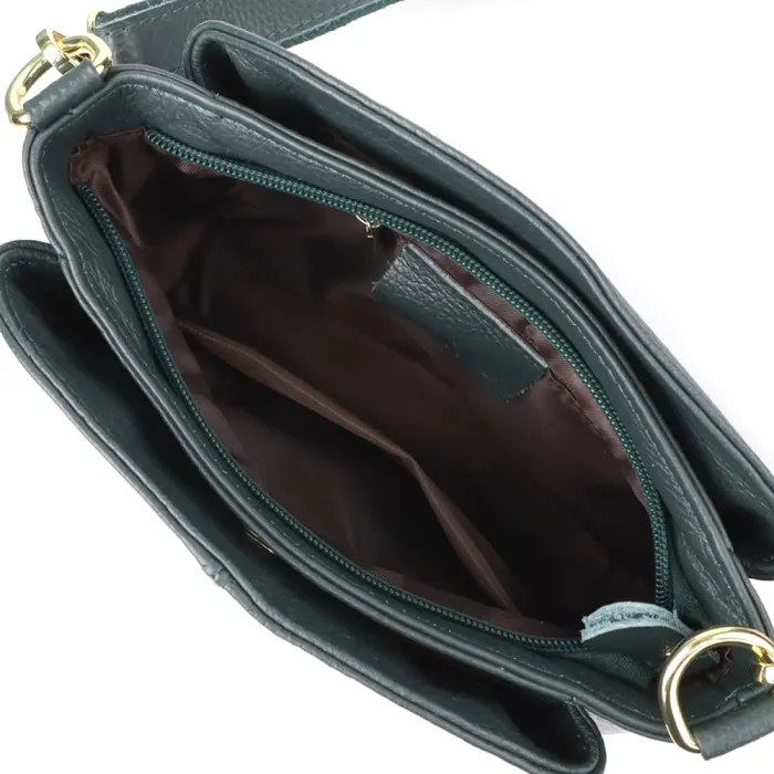 Елегантна шкіряна сумка для жінок з трьома відділеннями Vintage 22977 Зелений