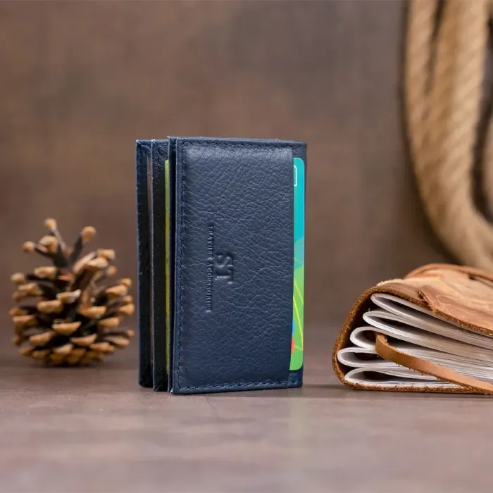 Визитница-книжка ST Leather 19217 Темно-синяя