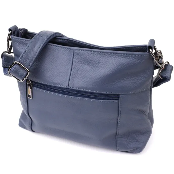 Практична жіноча сумка на два відділення з натуральної шкіри Vintage 23016 Синій