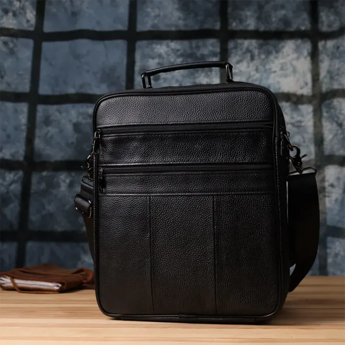 Чоловіча сумка з ручкою для перенесення в руці з натуральної шкіри Vintage 23026 Чорний