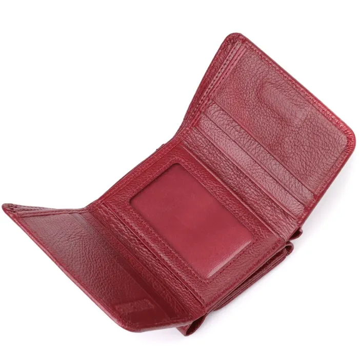 Компактний гаманець зручного формату із натуральної шкіри ST Leather 23077 Бордовий