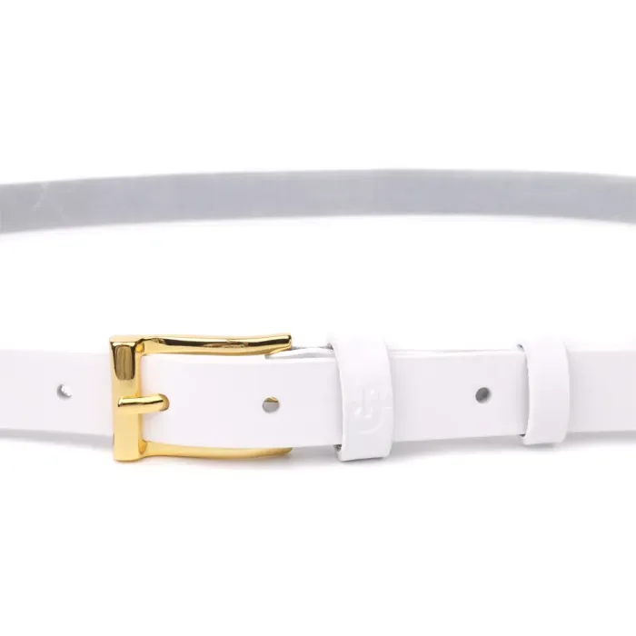 Стильний тонкий шкіряний ремінь для жінок GRANDE PELLE 22948 Білий