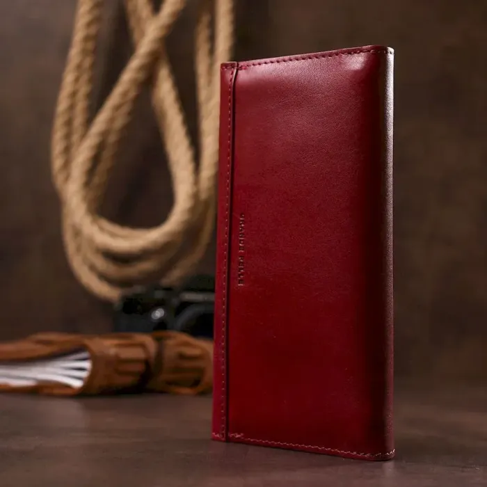 Чудовий шкіряний жіночий гаманець Grande Pelle 11576 Бордовий