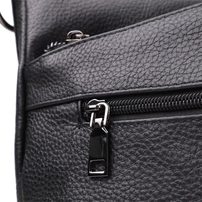 Практична жіноча сумка з двома ремінцями з натуральної шкіри Vintage 23053 Чорний