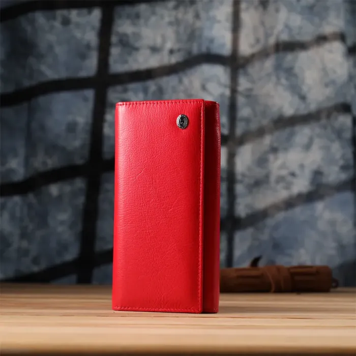 Яскравий жіночий гаманець на магнітах із натуральної шкіри ST Leather 23114 Червоний